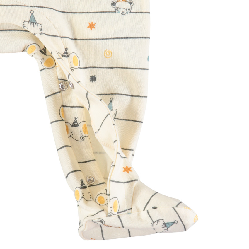 Dors-bien en coton imprimé rayures et animaux 