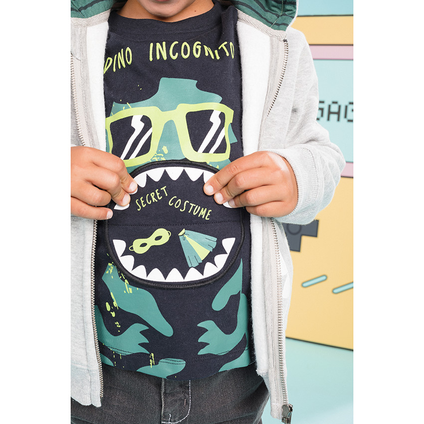 T-shirt manches longues en coton print Dinosaure   Additional T-shirt manches longues en coton print Dinosaure