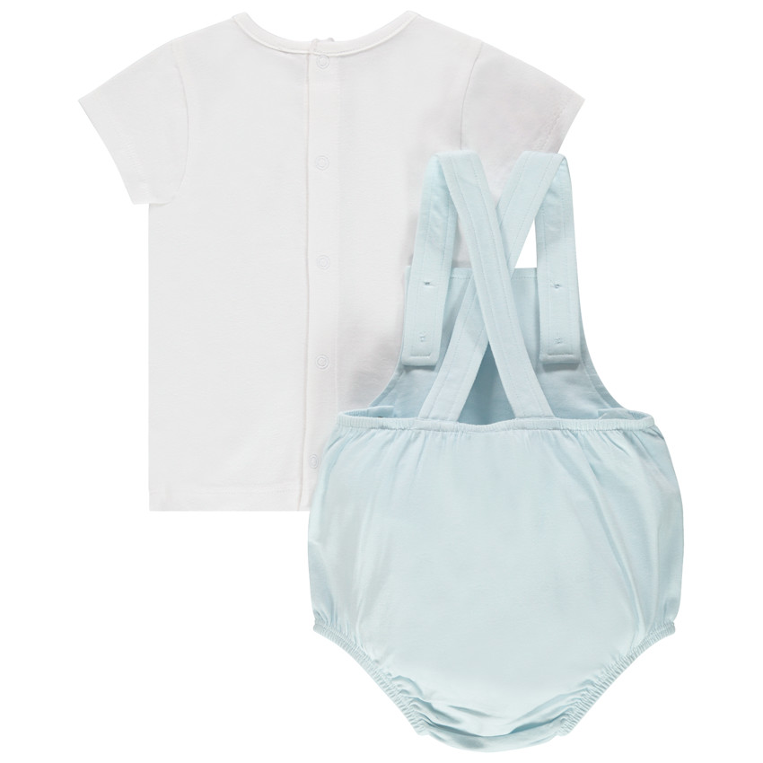 Σετ μπλούζα κοντομάνικη και σαλόπετα μπλε από βαμβάκι 