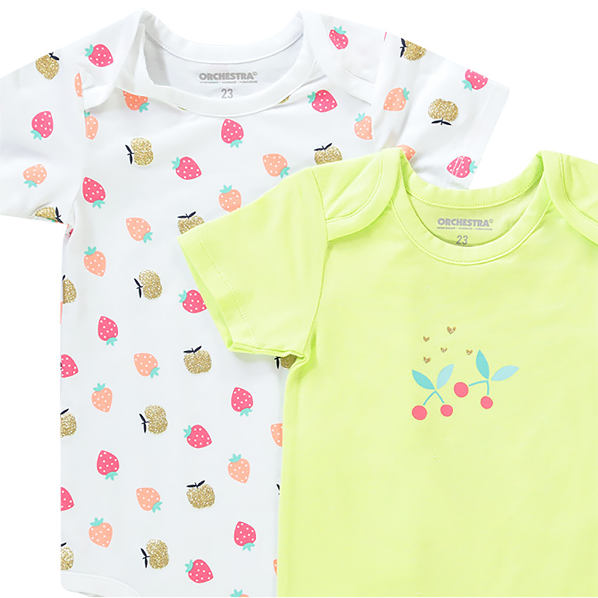 Lot de 7 bodies imprimé fruits pour bébé fille  Additional Lot de 7 bodies imprimé fruits pour bébé fille