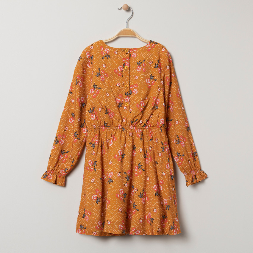 Robe manches longues à pois et fleurs all-over  Additional Robe manches longues à pois et fleurs all-over