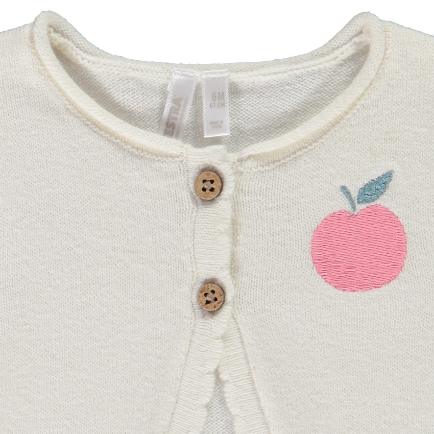 Ζακέτα πλεκτή με κέντημα μήλο για bebe κορίτσι 