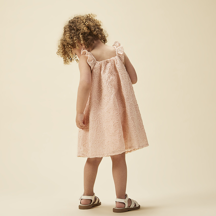 Robe sans manches bi-matière avec cording floral pour bébé fille  Additional Robe sans manches bi-matière avec cording floral pour bébé fille