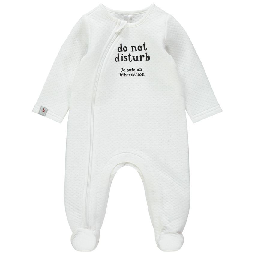 Dors-bien en maille fantaisie à message et ouverture zippée 