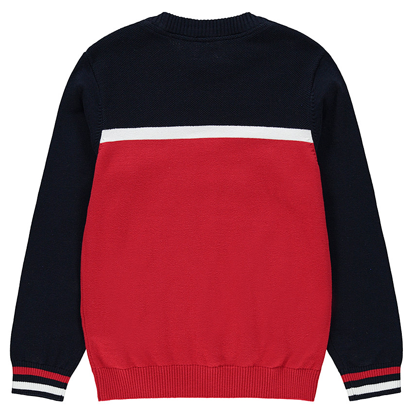 Παιδικά - Πλεκτό πουλόβερ με ζακάρ φράση και λωρίδες 