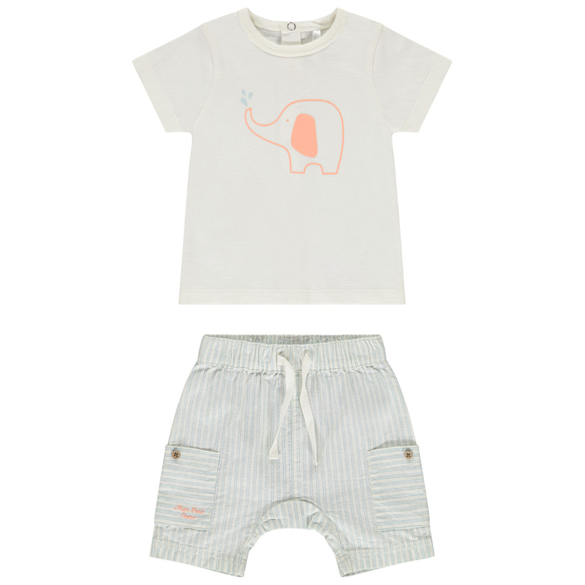 Σετ 2 τμχ. με ριγέ βερμούδα για μωρό αγόρι 