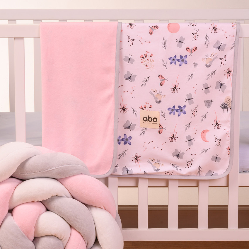 Βελουτέ κουβέρτα αγκαλιάς 90*90 flowers and butterflies ABO 