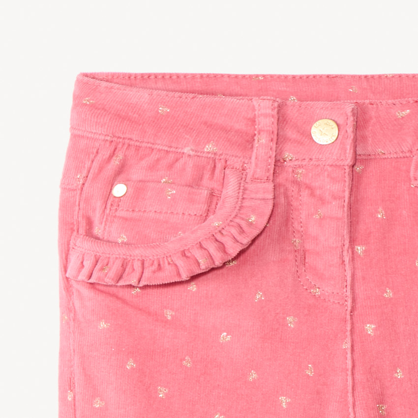 Pantalon velours doublé et imprimé cœur pour bébé fille  