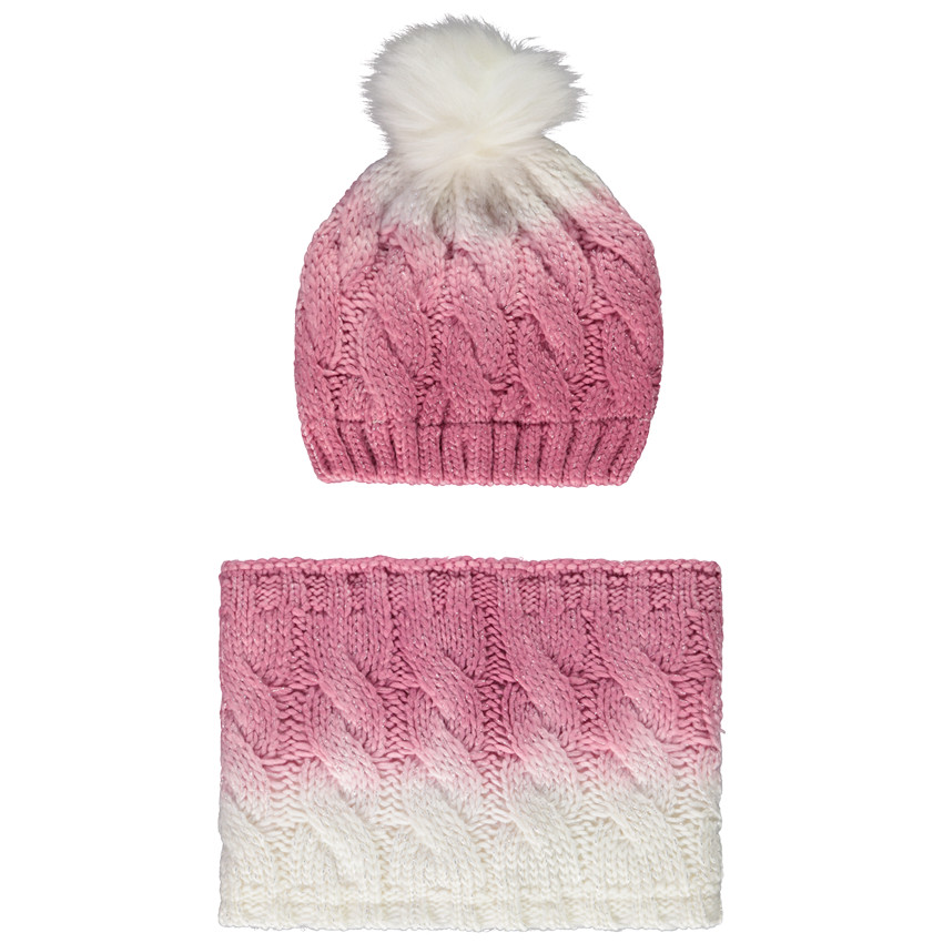 Ensemble bonnet + snood en tricot effet tie & dye pour fille Main Ensemble bonnet + snood en tricot effet tie & dye pour fille