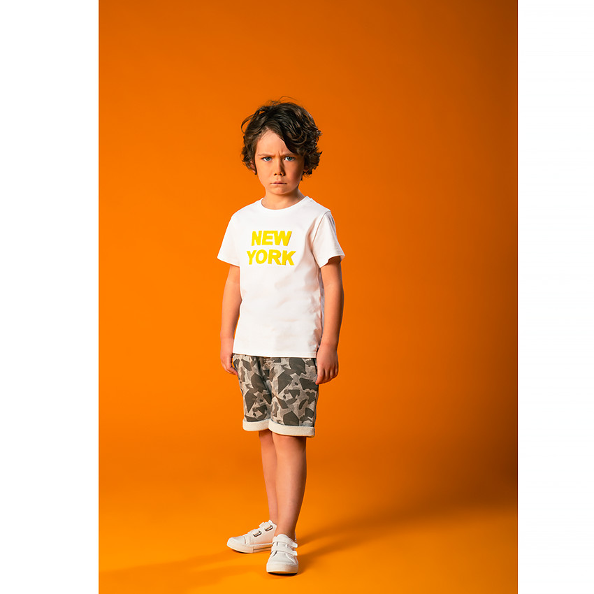 T-shirt βαμβακερό κοντομάνικο με patch  για αγόρι 