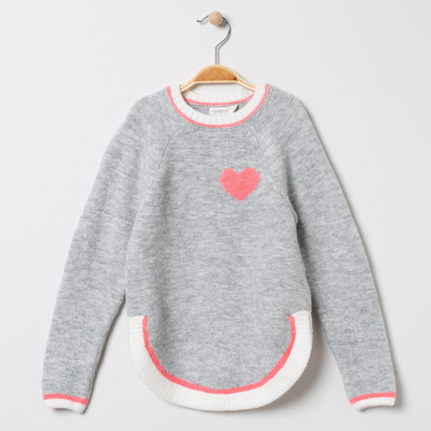 Pull en tricot à pans arrondis motif coeur  Additional Pull en tricot à pans arrondis motif coeur