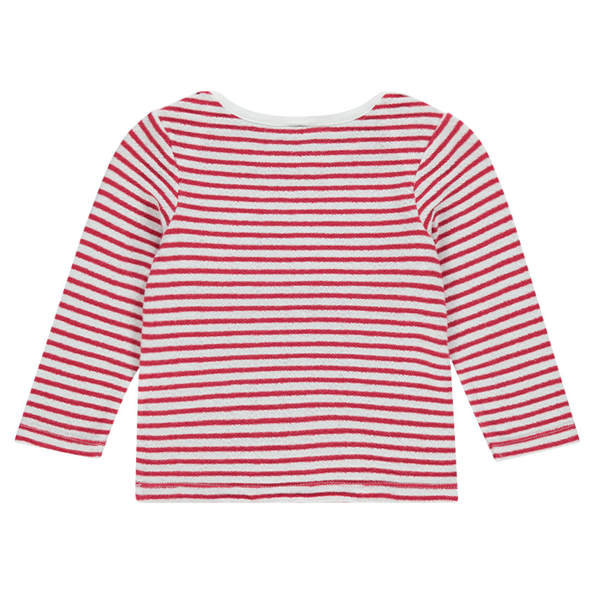 Tee-shirt manches longues rayé en jacquard effet dentelle 