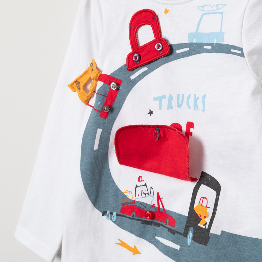 T-shirt manches longues avec véhicules à empiècements mobiles 