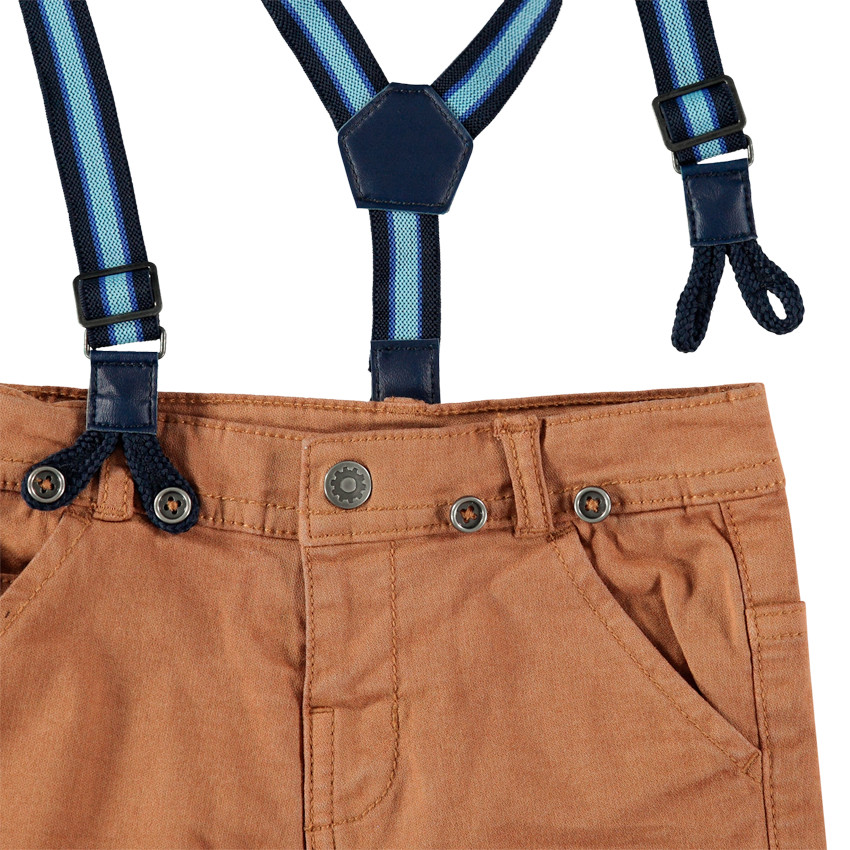 Pantalon en toile à poches et bretelles élastiquées 