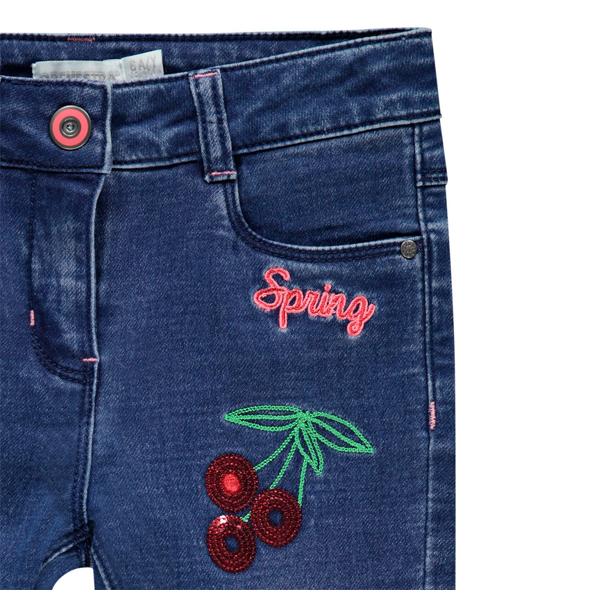 Jean slim effet used με σχέδια και παγιέτες - Μπλέ 