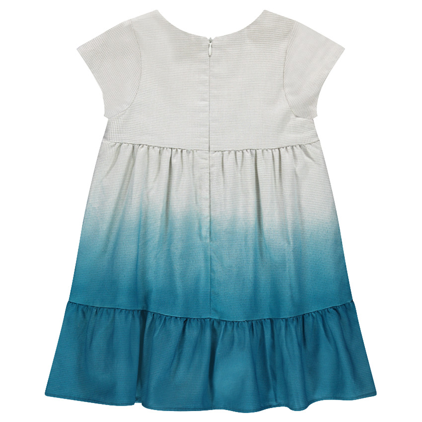 Κοντομάνικο φόρεμα με κέντημα, πον-πον και ντεγκραντέ εφέ dip dye 