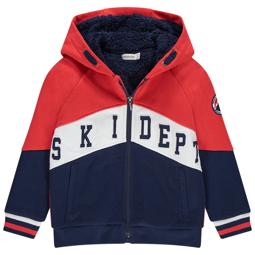 Ζακέτα από φανέλα με κουκούλα, επένδυση sherpa και κεντημένη φράση  Additional Ζακέτα από φανέλα με κουκούλα, επένδυση sherpa και κεντημένη φράση