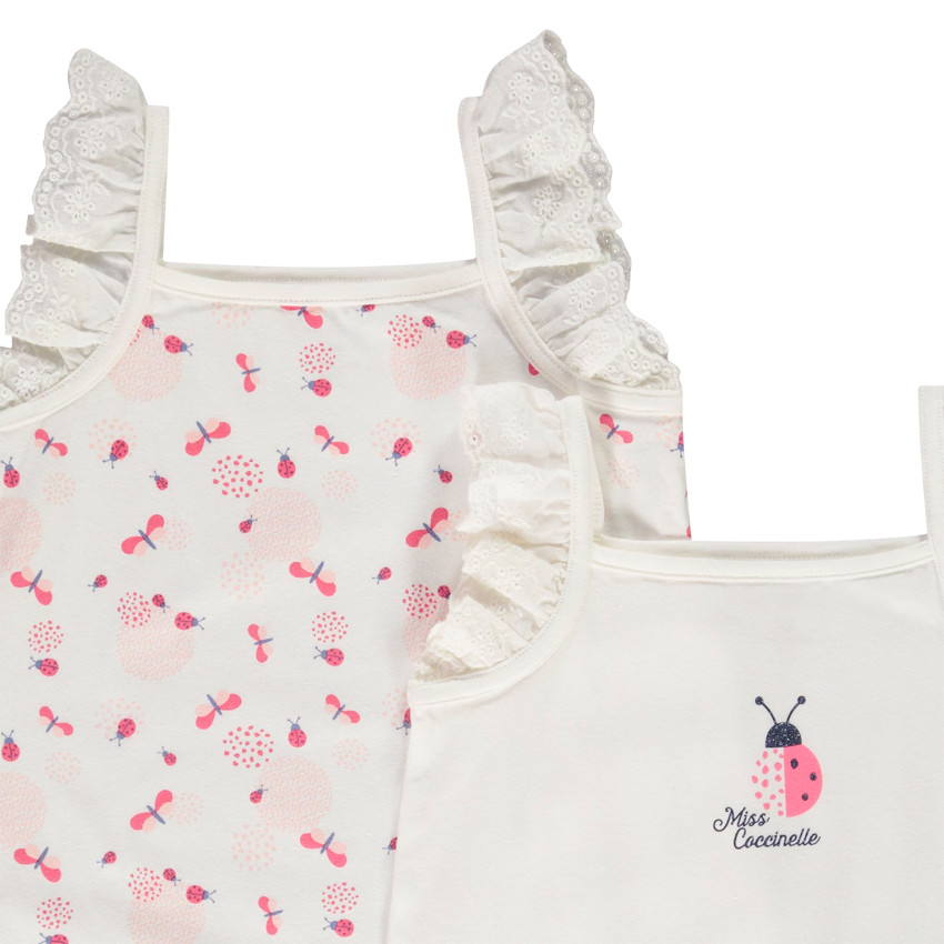 Σετ από 2 κοντές φόρμες με ραντάκια και κεντήματα για μωρό κορίτσι 