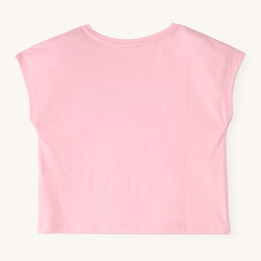 T-shirt με κοντά μανίκια με εκτύπωση ανανά και κέντημα με παγιέτες για κορίτσι 