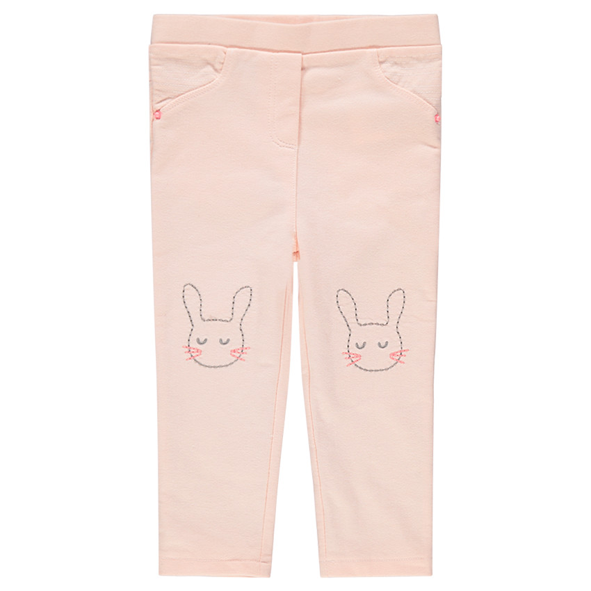 Παντελονοκολάν από φανέλα με κεντημένα λαγουδάκια 