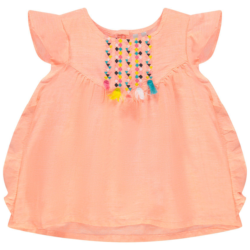 Τουνίκ κοντομάνικη   με κεντήματα και  pompons 