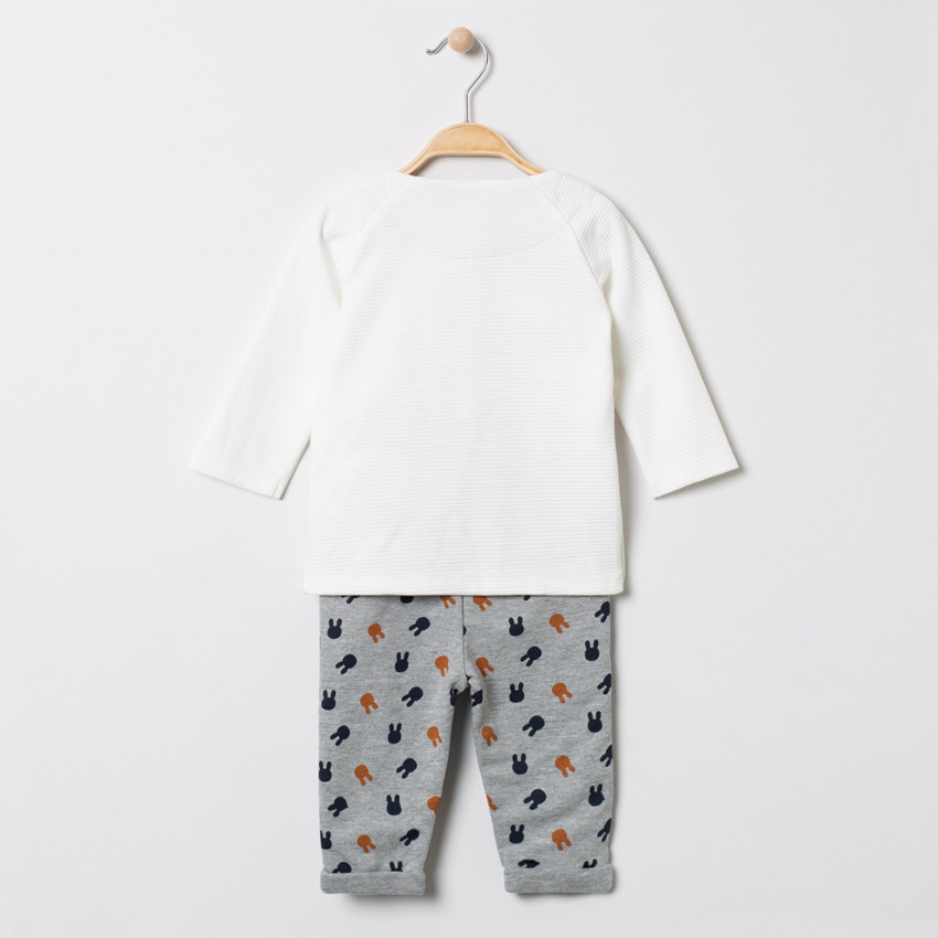 Jogging maille fantaisie motif lapin et poche 
