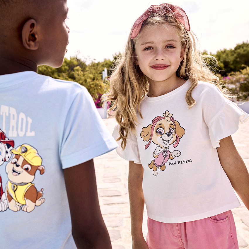 T-shirt manches courte volantée print Skye Pat Patrouille pour fille 