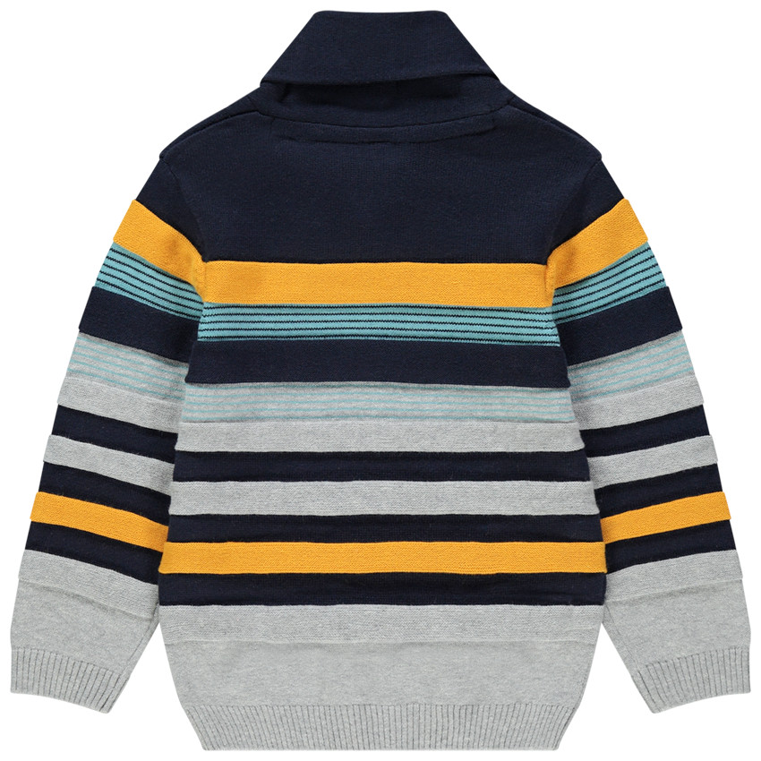 Pull en tricot col châle à rayures 