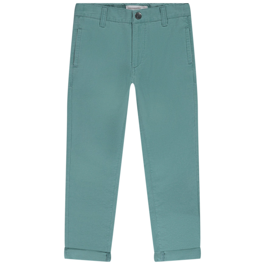 Παντελόνι υφασμάτινο με ριγέ ζώνη με διπλές αγκράφες για αγόρι 