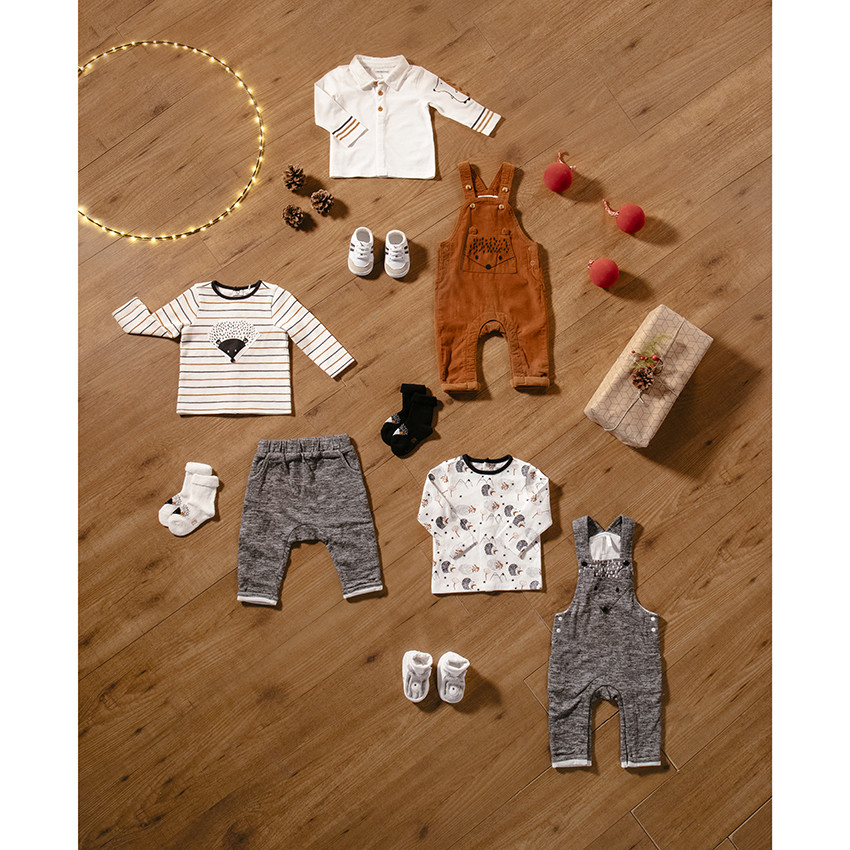 T-shirt manches longues en maille à rayures et motif hérisson 