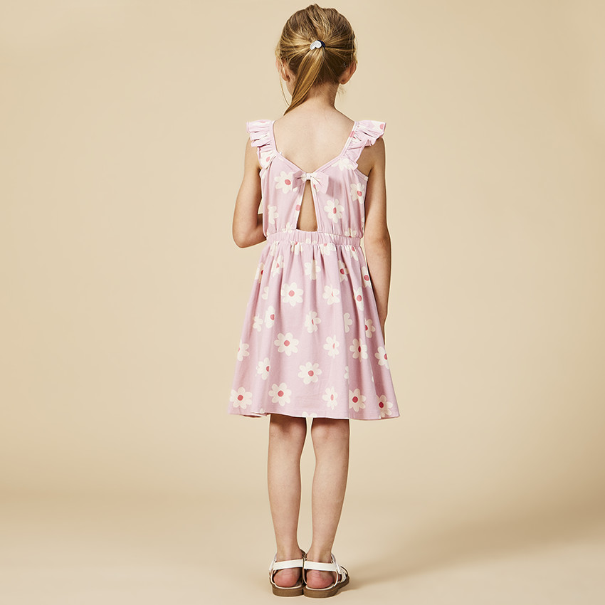 Φόρεμα με floral σχέδιο και ανοιχτή πλάτη για κορίτσι 
