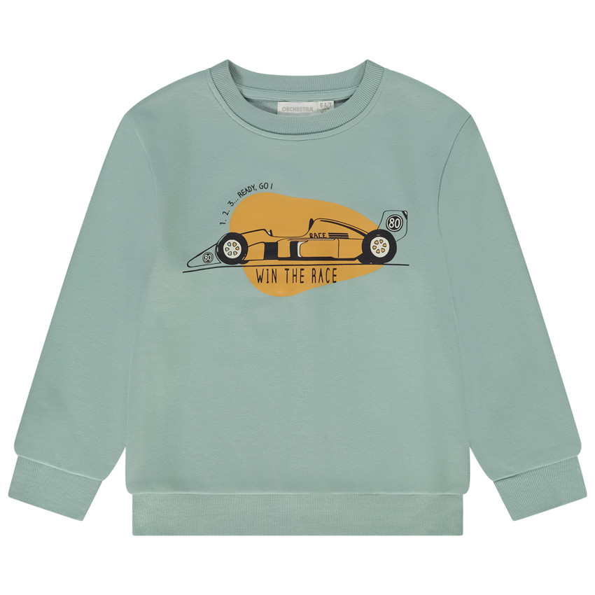 Φούτερ σε molleton μονόχρωμο με φαντεζί print για αγόρι 