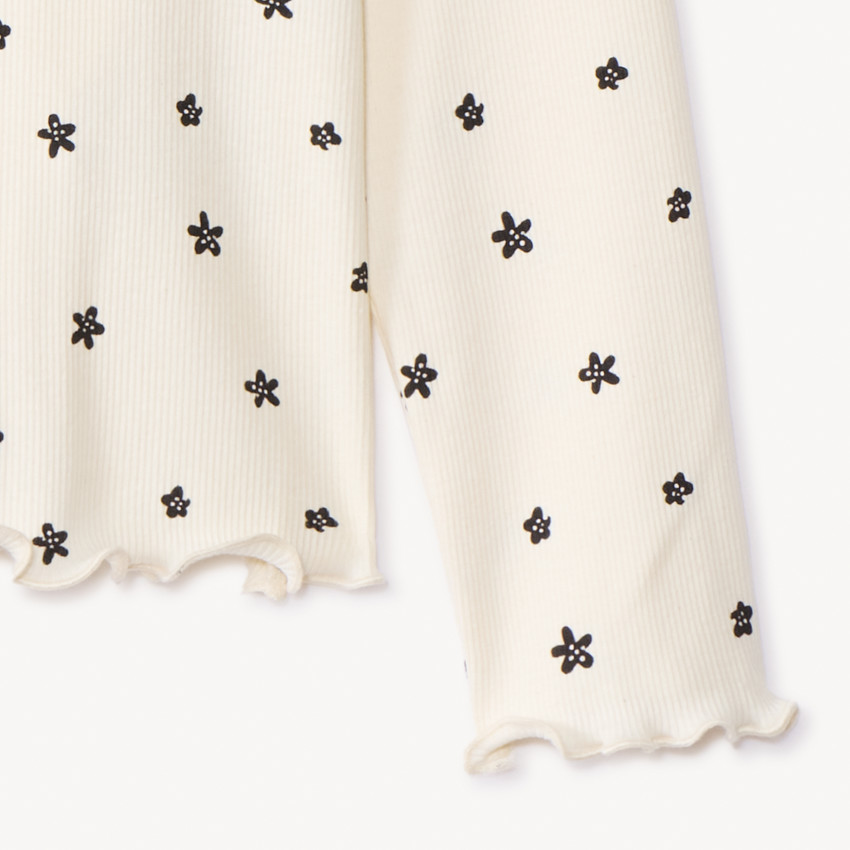 Μπλούζα μακρυμάνικη από jersey πλεκτό με λουλουδάτο τύπωμα για κορίτσι 