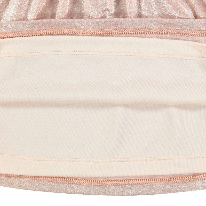 Παιδικά - Κοντομάνικο φόρεμα από επιχρισμένο ύφασμα με βολάν  