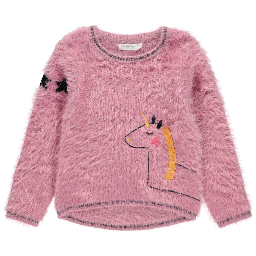 Pull en tricot poil avec licorne brodée  Additional Pull en tricot poil avec licorne brodée