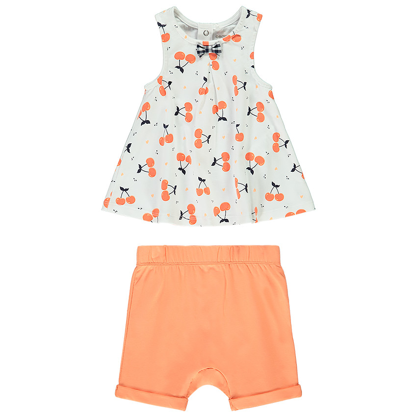 Ensemble débardeur + short imprimé cerises pour bébé fille 