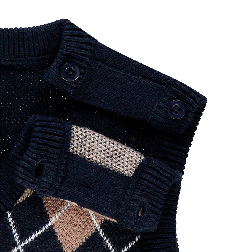 Pull sans manches à losanges en jacquard 