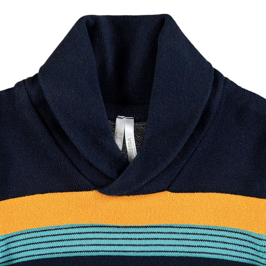 Pull en tricot col châle à rayures 
