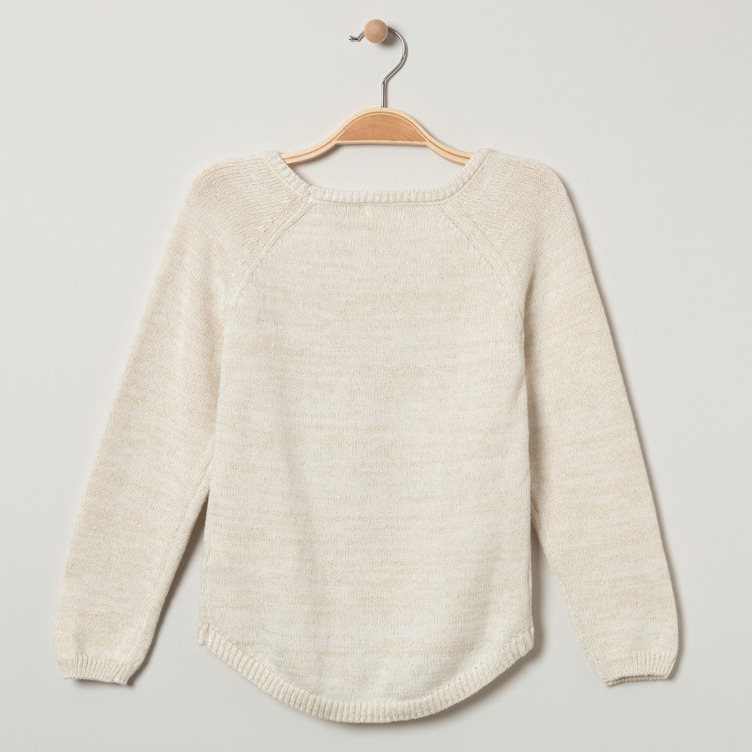 Pull en maille mélangée de fils brillants avec message printé 