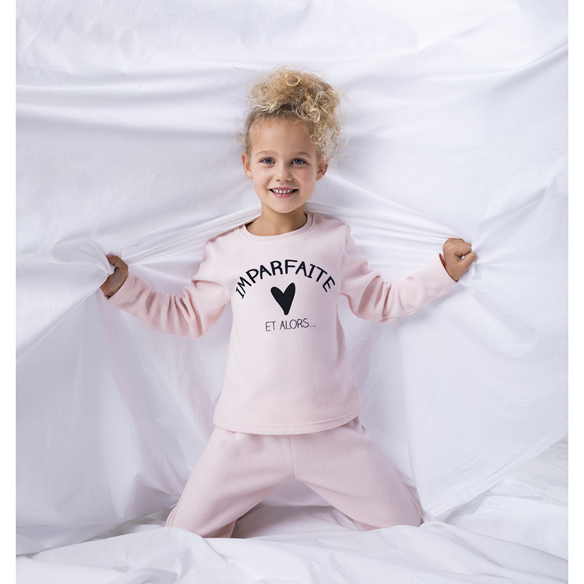 Πιτζάμα polaire ροζ με μήνυμα για κορίτσι 