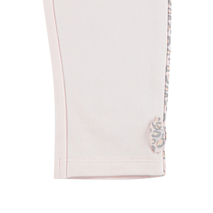 Jegging uni à  bandes léopard et petits noeuds 