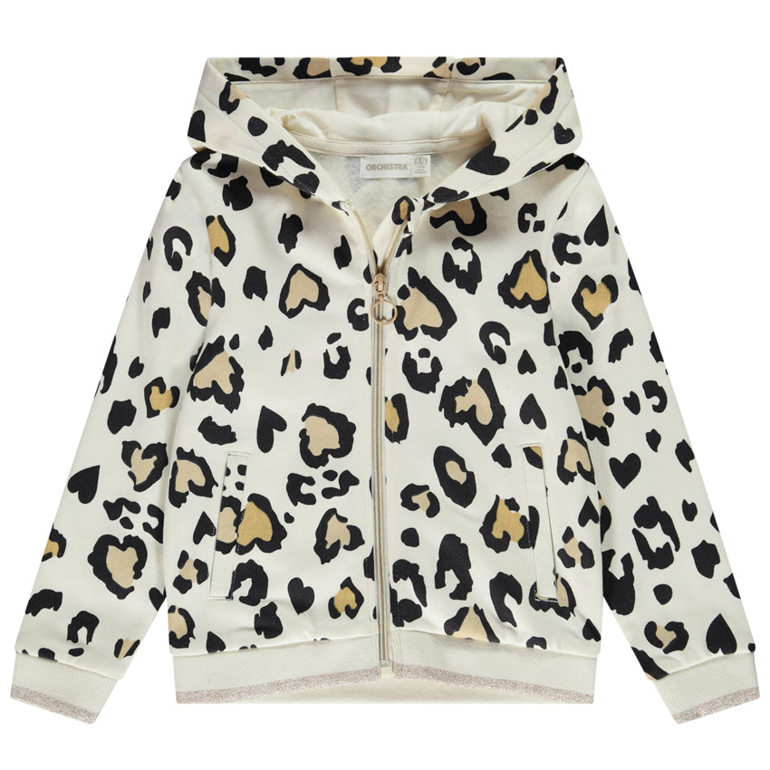 Gilet zippé à capuche en molleton imprimé pour fille  