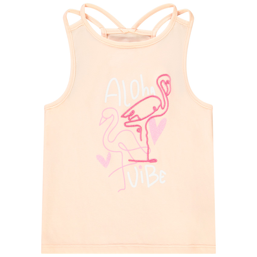 Αμάνικο μπλουζάκι από jersey με φαντεζί σχέδιο για κορίτσι 