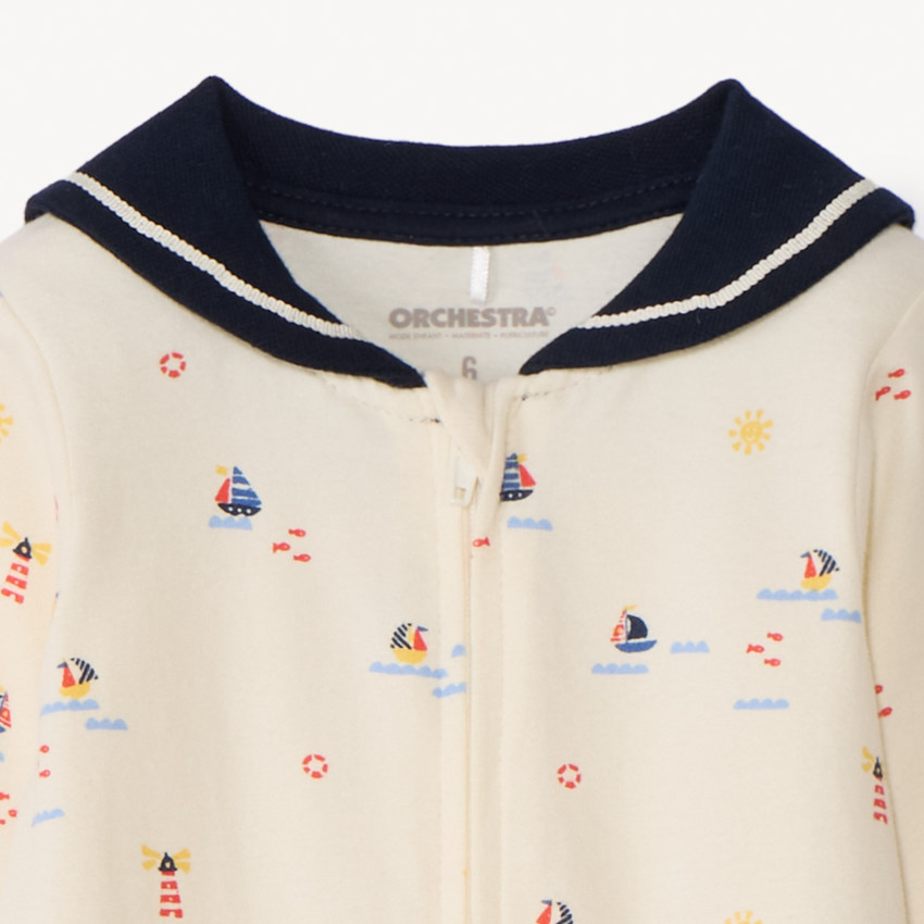 Νυχτικάκι με θαλάσσιο λαιμό και εκτύπωση για αγοράκι. 