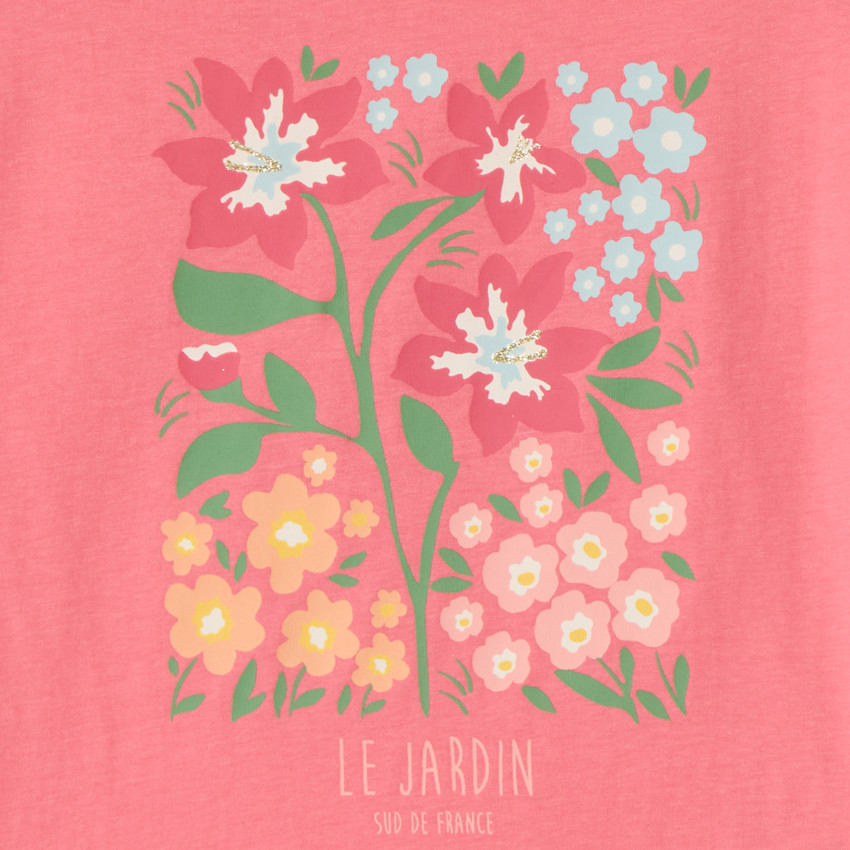 T-shirt à manches courtes, coupe oversize, avec imprimé floral pour fille. 