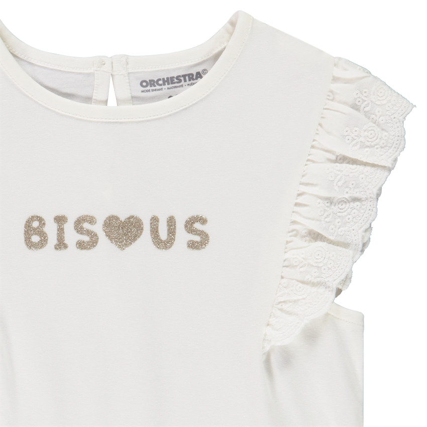 Κοντομάνικο μπλουζάκι με κέντημα αγγλικού τύπου για μωρό κορίτσι 