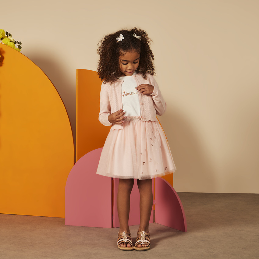 Κοντομάνικο μπλουζάκι με χρυσό κέντημα για κορίτσι 