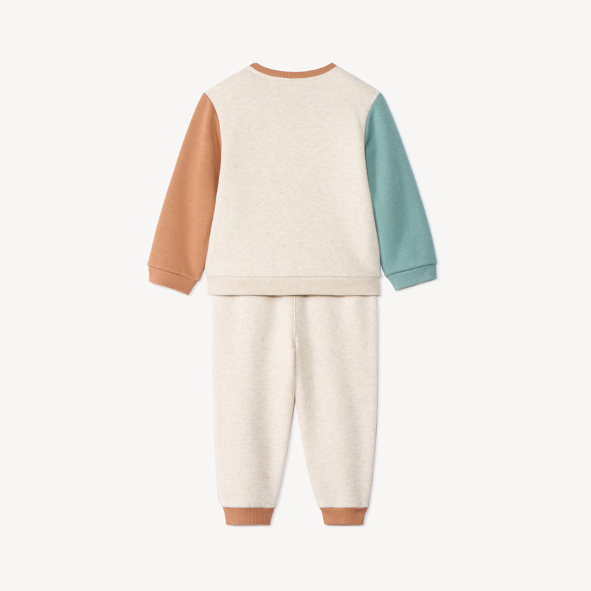 Σετ φόρμας 2 τμχ. με εφέ color block και σχέδιο αλεπού για bebe αγόρι 