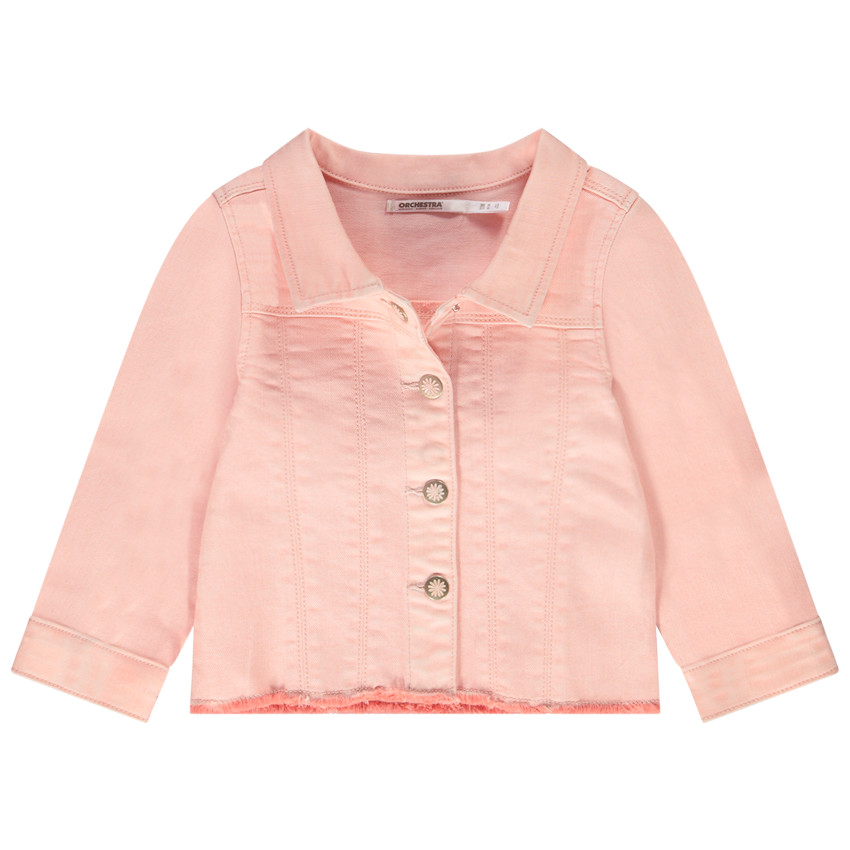 Ζακέτα denim με κουμπιά με floral σχέδιο για bebe κορίτσι 