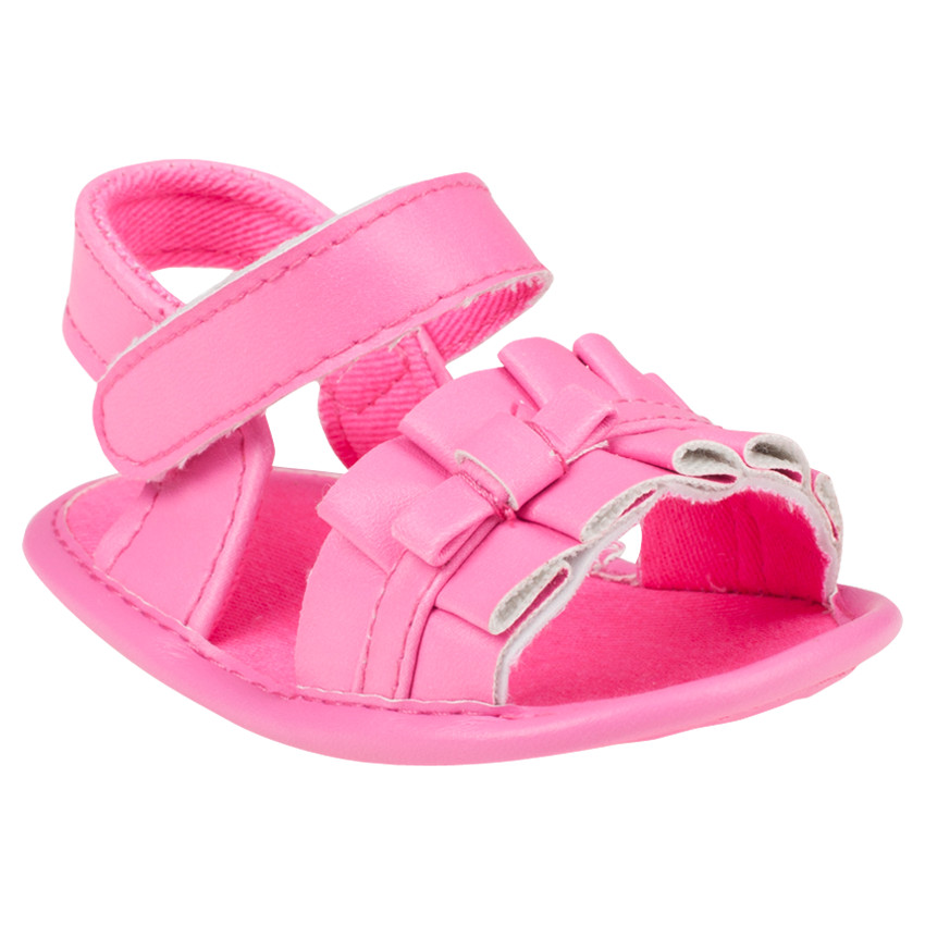 Nu-pieds coloris rose fluo effet plissé avec noeud 